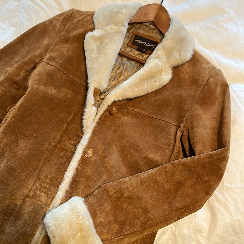Like new Suede coat with soft faux fur accents - Picture 11 of 14